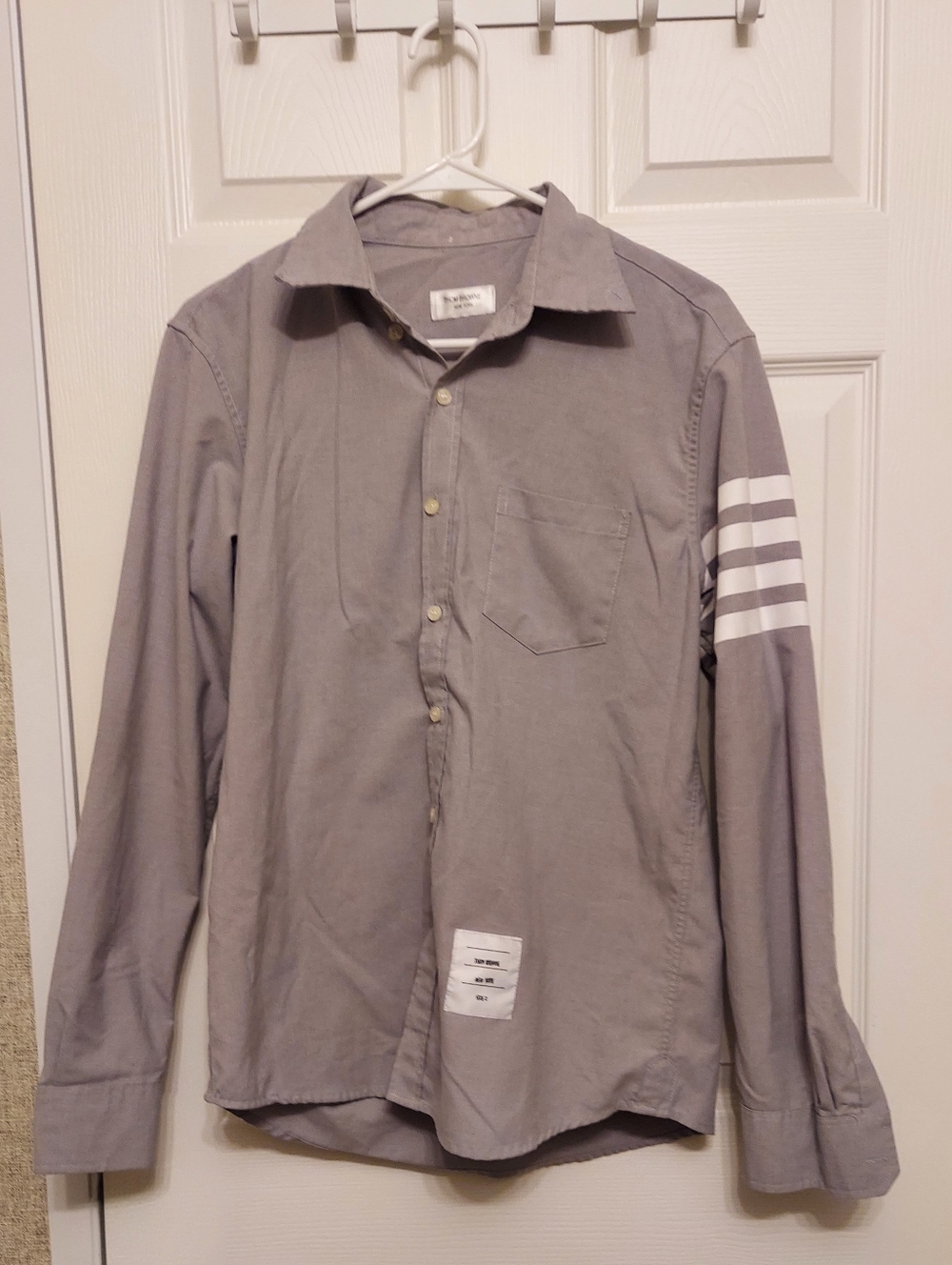 Size 2 Thom Browne 4-Bar Cotton Button Up Shirt